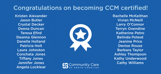 CCNC care managers receive CCM certification